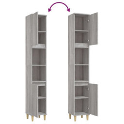 Berkfield Bathroom Cabinet Grey Sonoma 30X30X190 Cm Engineered Wood - thumbnail 9