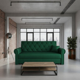 Viva Roma Iv Living Room Sofa Bed With Storage Polyurethane Foam Hr Foam Wave Spring Metal Legs 188X85X98Cm Green - thumbnail 2
