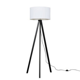Valuelights Barbro Black Tripod Floor Lamp With White Drum Shade And Bulb - thumbnail 2