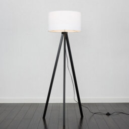 Valuelights Barbro Black Tripod Floor Lamp With White Drum Shade And Bulb - thumbnail 4