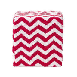 Homescapes Red And White Chevron Design Cube Pouffe Tufted Cotton 36 X 36 X 38 Cm