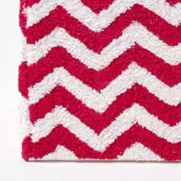 Homescapes Red And White Chevron Design Cube Pouffe Tufted Cotton 36 X 36 X 38 Cm - thumbnail 4