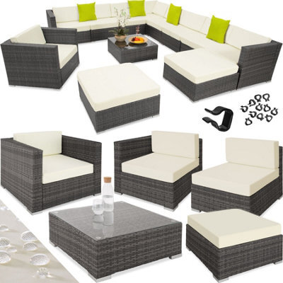 Tectake Garden Furniture Set Las Vegas - Large Outdoor Corner Sofa, Armchair, Coffee Table  - Grey - image 1