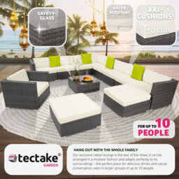 Tectake Garden Furniture Set Las Vegas - Large Outdoor Corner Sofa, Armchair, Coffee Table  - Grey - thumbnail 7