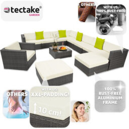 Tectake Garden Furniture Set Las Vegas - Large Outdoor Corner Sofa, Armchair, Coffee Table  - Grey - thumbnail 3