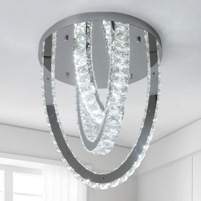 Crystal Silver Ceiling Light Led Ceiling Lamps Chandelier 3 Color Lights 40Cm - image 1