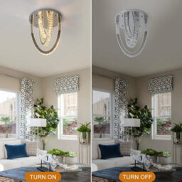 Crystal Silver Ceiling Light Led Ceiling Lamps Chandelier 3 Color Lights 40Cm - thumbnail 3