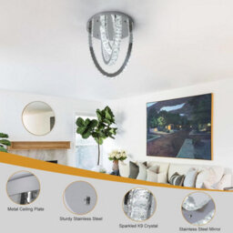 Crystal Silver Ceiling Light Led Ceiling Lamps Chandelier 3 Color Lights 40Cm - thumbnail 4