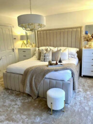 Stratus Interiors Nina Extra Tall Headboard Bed - Modern Lined Panel Design With Metal Gas Lift - Metal Gaslift - Super King - thumbnail 3