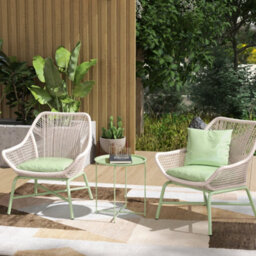 Outsunny 46Cm Round Garden Table Side Table With Removable Tray, Green