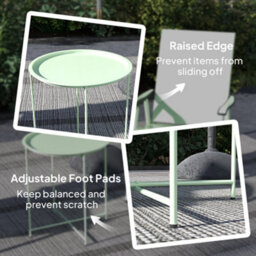 Outsunny 46Cm Round Garden Table Side Table With Removable Tray, Green - thumbnail 6