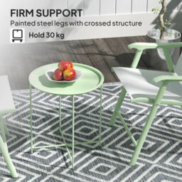 Outsunny 46Cm Round Garden Table Side Table With Removable Tray, Green - thumbnail 5