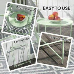 Outsunny 46Cm Round Garden Table Side Table With Removable Tray, Green - thumbnail 4