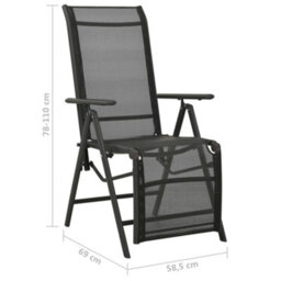 Berkfield Reclining Garden Chairs 2Pcs Textilene And Aluminium Black - thumbnail 9