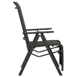Berkfield Reclining Garden Chairs 2Pcs Textilene And Aluminium Black - thumbnail 4