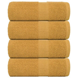 Berkfield Wash Towels 4 Pcs Frogn Gold 30X30 Cm 100% Cotton