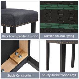 Yaheetech Set Of 2 Dark Grey Classic Fabric Upholstered Dining Chair With Nailhead Trim - thumbnail 7