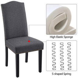 Yaheetech Set Of 2 Dark Grey Classic Fabric Upholstered Dining Chair With Nailhead Trim - thumbnail 5