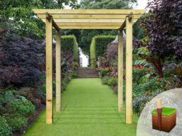 Edecks Heavy Duty Royal Walkway Wooden Garden Pergola (W 2400mm X D 2400mm) With Steel Spikes (2.1M) - thumbnail 3