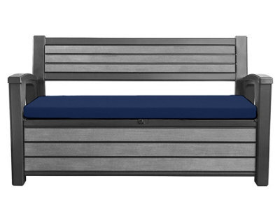 Crescent Garden Iceni & Eden Bench Seat Pad Water Resistant Garden Keter Bench Cushion Pad 128X50X5Cm Navy Removable Cover - image 1