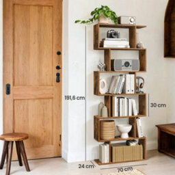 Ledrem 6-Tier Storage Shelf, Modern Cube Bookcase, Freestanding Room Divider For Bedroom, Office, Living Room, Brown - thumbnail 2