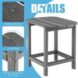 Side Table Indoor Patio Backyard Patio Hdpe Adirondack Rectangular End Table - thumbnail 5