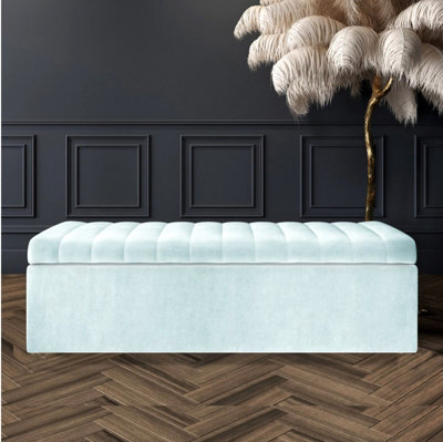 Safar 4Ft Ottoman Storage Box - White Plush Velvet - image 1