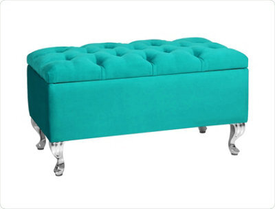 Londona 180Cm Chesterfield Ottoman Storage Bench - Plush Velvet Shoe Bench - Teal Upholstery Footstool With Storage - image 1