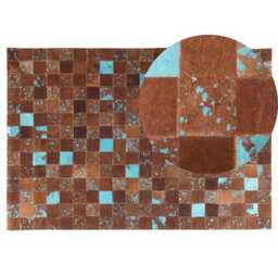 Beliani Rug Aliaga Brown 140 X 200 Cm Leather - thumbnail 1