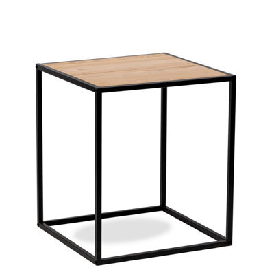 Nordlys Industrial Black Metal And Wood Side Table Industrial Style Living Room - image 1