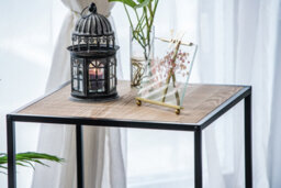 Nordlys Industrial Black Metal And Wood Side Table Industrial Style Living Room - thumbnail 4
