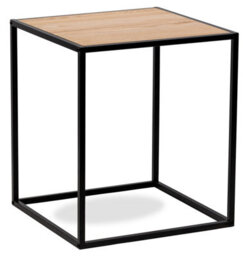 Nordlys Industrial Black Metal And Wood Side Table Industrial Style Living Room - thumbnail 2