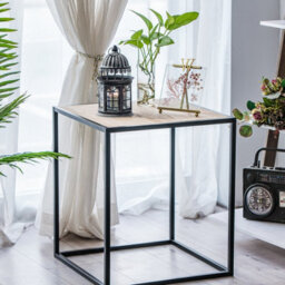 Nordlys Industrial Black Metal And Wood Side Table Industrial Style Living Room - thumbnail 3