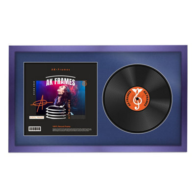 "30X17"" Purple Sleek Vinyl Record Frame With Blue Mount For 12 Inch Lp Album Cover & Disc - Ak Frames" - image 1