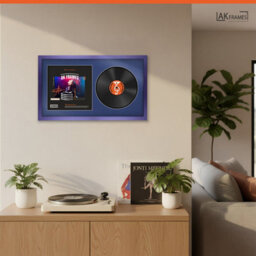 "30X17"" Purple Sleek Vinyl Record Frame With Blue Mount For 12 Inch Lp Album Cover & Disc - Ak Frames" - thumbnail 5