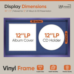 "30X17"" Purple Sleek Vinyl Record Frame With Blue Mount For 12 Inch Lp Album Cover & Disc - Ak Frames" - thumbnail 2