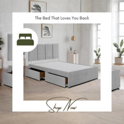 Silver Plush Fabric 3Ft Single Bed Frame With 20 Inch Vertical Line Headboard And 2 Drawers - thumbnail 4