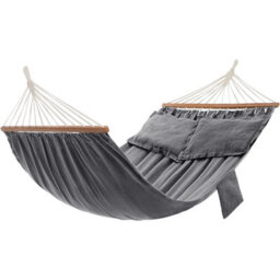 Songmics Outdoor Hammock With Wooden Spreaders And Two Pillows, Relaxing Swing Bed For Garden Use, Grey (Stand Not Included) - thumbnail 8
