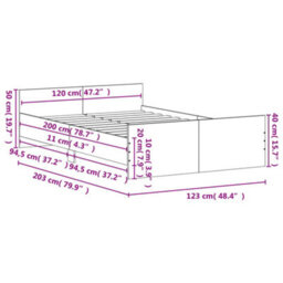 Berkfield Bed Frame With Headboard And Footboard Brown Oak 120X200 Cm - thumbnail 9