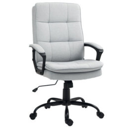 Grey Office Chair With Dual-Layer Padding, Fabric Computer Desk Chair For Home Office - thumbnail 1