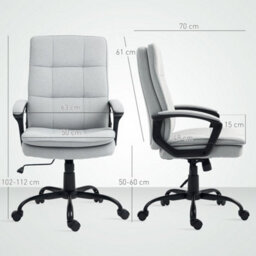 Grey Office Chair With Dual-Layer Padding, Fabric Computer Desk Chair For Home Office - thumbnail 2