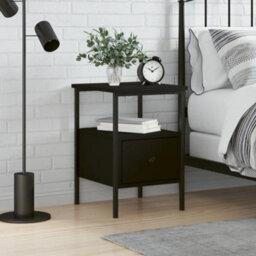 Berkfield Bedside Cabinet Black 34X36X50 Cm Engineered Wood - thumbnail 1