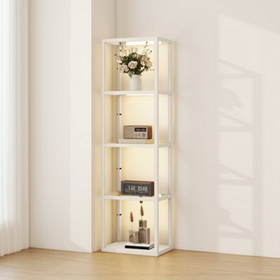 Homcom Led Floor Lamp With Glass Shelves And Dimmable Lighting - image 1