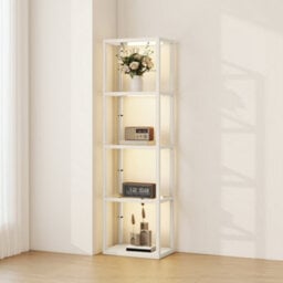 Homcom Led Floor Lamp With Glass Shelves And Dimmable Lighting - thumbnail 1