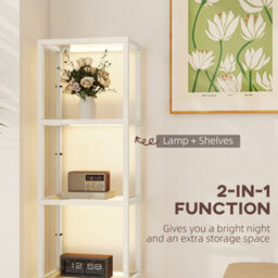 Homcom Led Floor Lamp With Glass Shelves And Dimmable Lighting - thumbnail 3