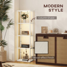 Homcom Led Floor Lamp With Glass Shelves And Dimmable Lighting - thumbnail 8