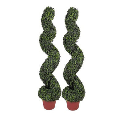 Abaseen 2X Artificial 100Cm Boxwood Twisted Spiral Topiary Tree Indoor Outdoor - image 1
