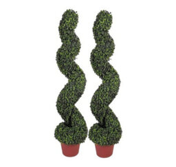 Abaseen 2X Artificial 100Cm Boxwood Twisted Spiral Topiary Tree Indoor Outdoor - thumbnail 1