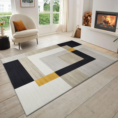 Oxford Homeware Printed Rug, Non-Slip Pets Friendly, Living Room Rugs And Bedroom Rugs, (Milo, 120X170Cm) - image 1