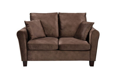 Comfy Living Brushed Velvet 2 Seater Sofa In Brown